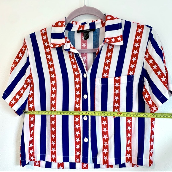 ⭐️BOGO FREE! American Flag Button Up Crop Top - Picture 7 of 7